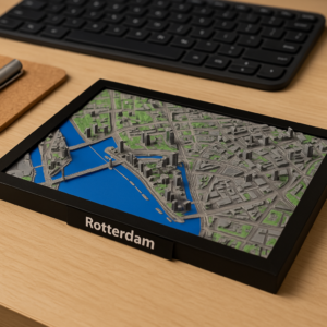 Premium Detailed 3D City Map of Rotterdam - Unique Miniature of the City - Full Color - Premium Quality