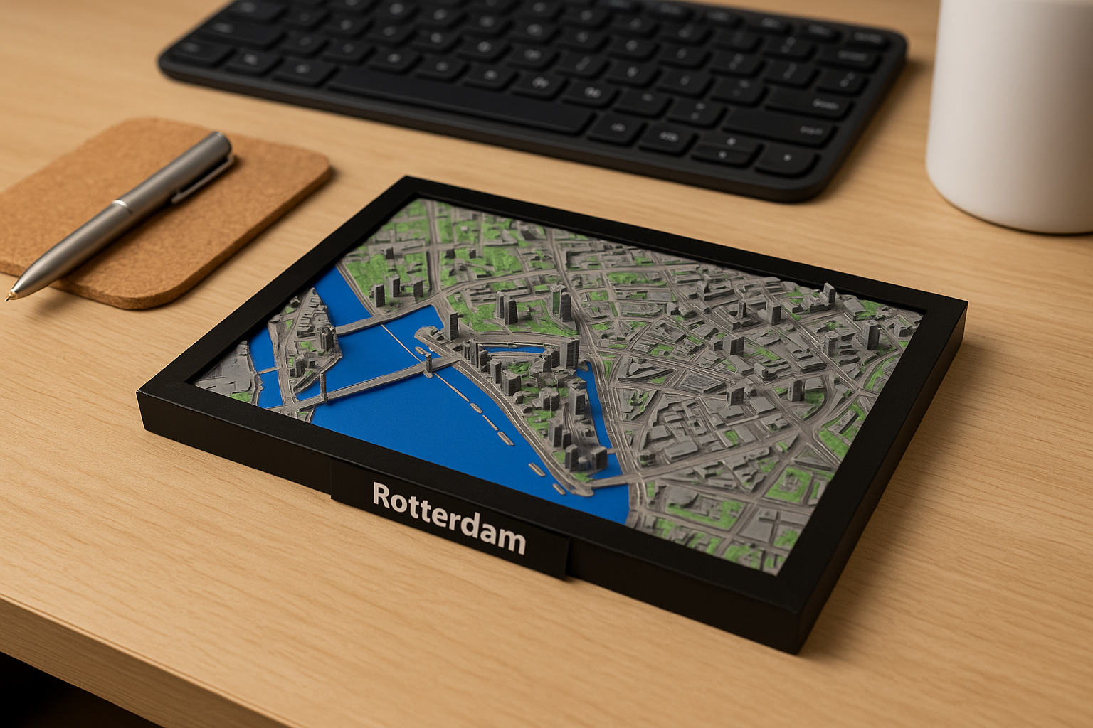 Premium Detailed 3D City Map of Rotterdam - Unique Miniature of the City - Full Color - Premium Quality
